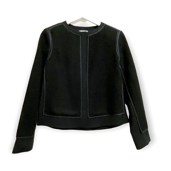 Vince Black Wool and Silk Boucle Overlay Jacket - Picture 1 of 14